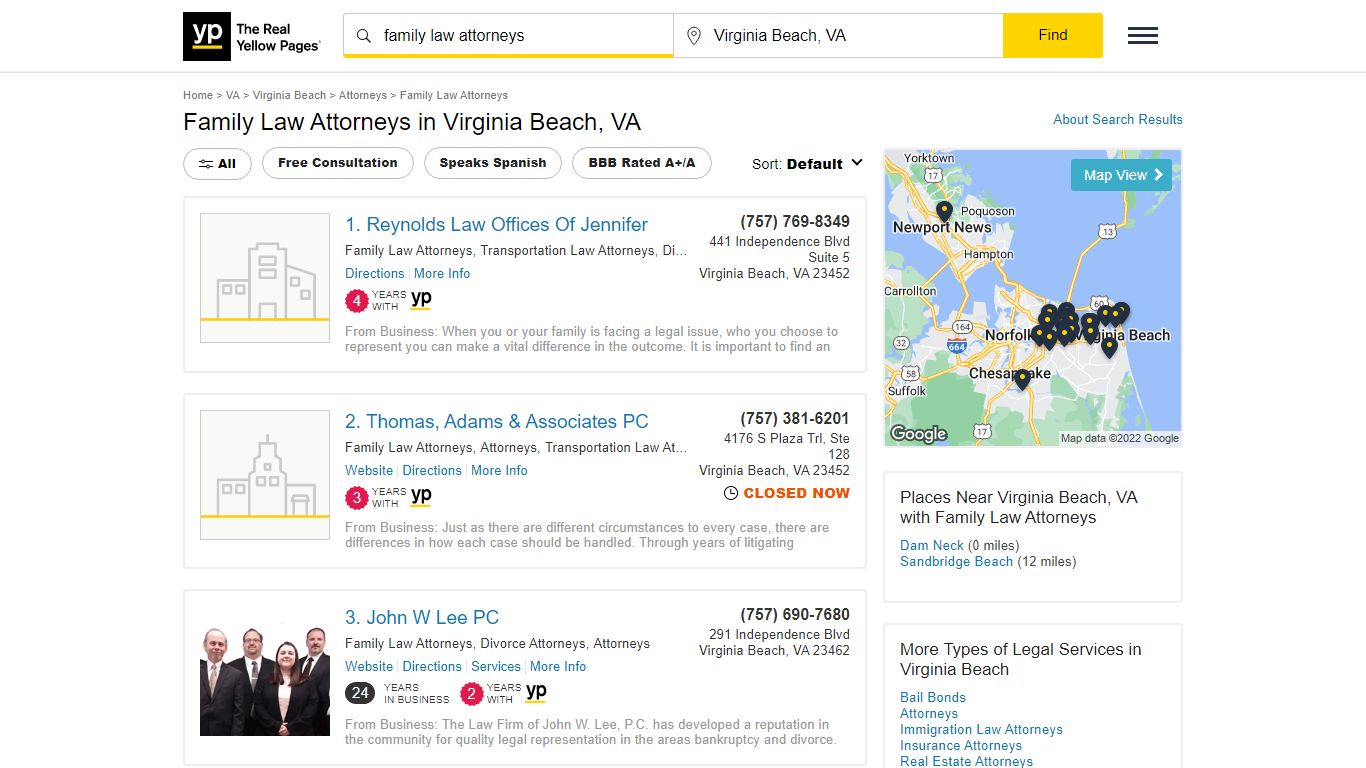 Family Law Attorneys in Virginia Beach, VA - Yellow Pages